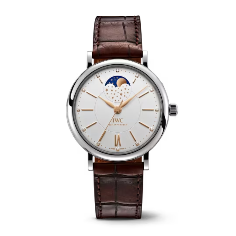 PORTOFINO AUTOMATIC MOON PHASE 37 MM STAINLESS STEEL WITH WHITE DIAL