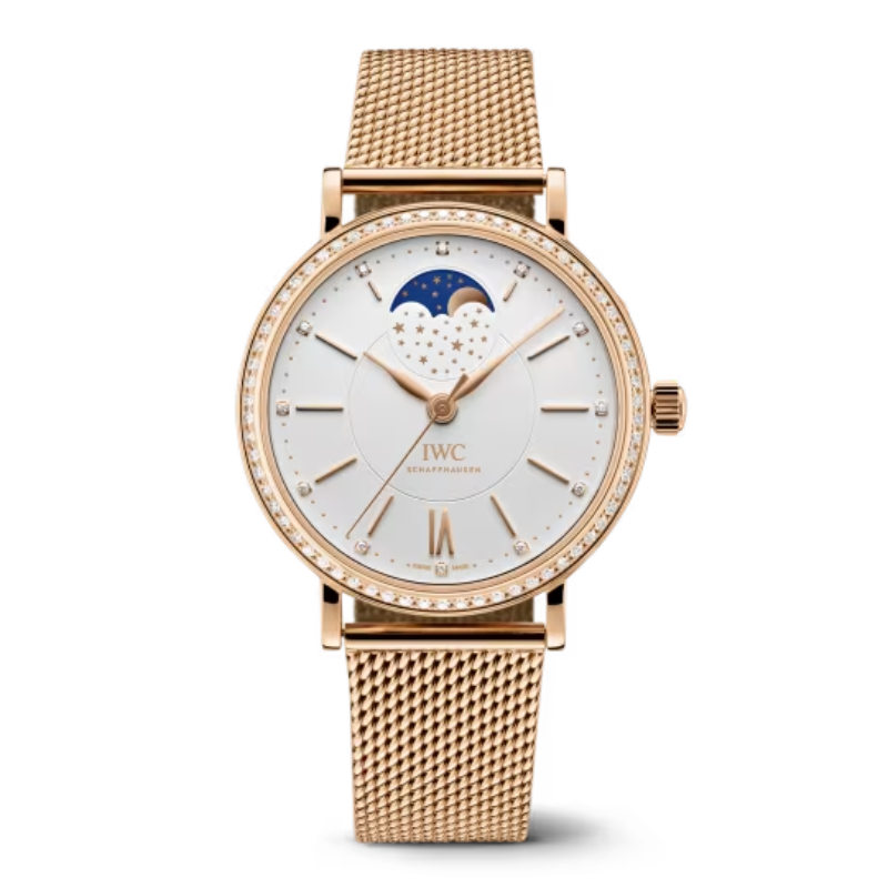 PORTOFINO AUTOMATIC MOON PHASE 37 MM GOLD WITH WHITE DIAL