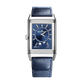 REVERSO TRIBUTE DUOFACE CALENDAR 49 MM STAINLESS STEEL WITH  SILVER GREY AND BLUE DIAL