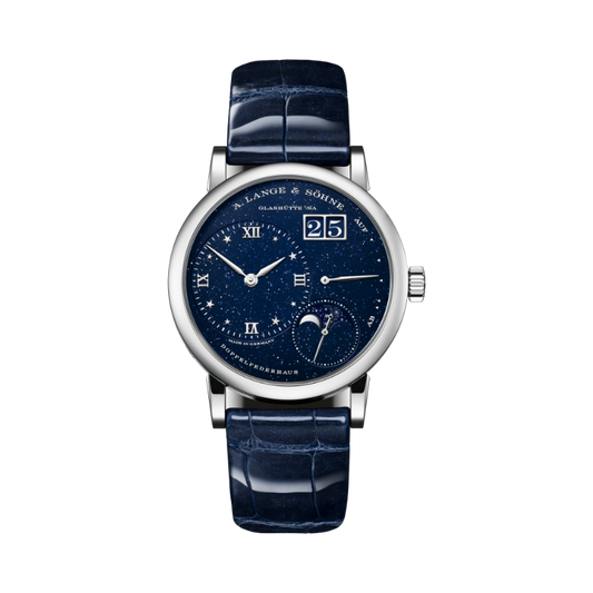 LITTLE LANGE 1 MOON PHASE 182.086 37 MM 18K WHITE GOLD WITH DARK-BLUE GOLD FLUX DIAL