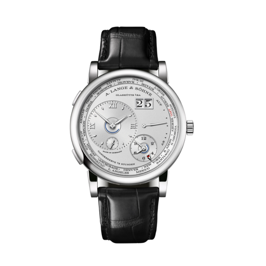 LANGE 1 TIME ZONE 136.025 42 MM 18K WHITE 950 PLATINUM WITH RHODIE DIAL