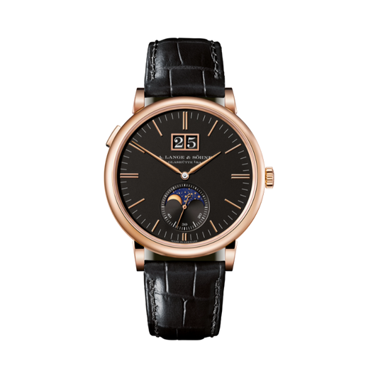 SAXONIA MOON PHASE 384.031 40 MM 18K ROSE GOLD WITH BLACK DIAL