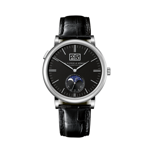 SAXONIA MOON PHASE 384.029 40 MM 18K WHITE GOLD WITH BLACK DIAL