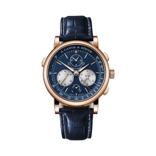 TRIPLE SPLIT 424.037F 43 MM 18K ROSE GOLD WITH BLUE DIAL