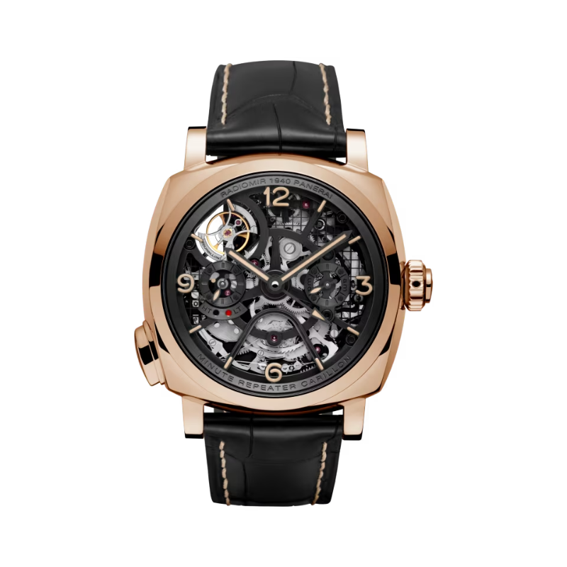 RADIOMIR MINUTE REPEATER TOURBILLION GMT PAM00600 49 MM GOLD WITH BLACK DIAL