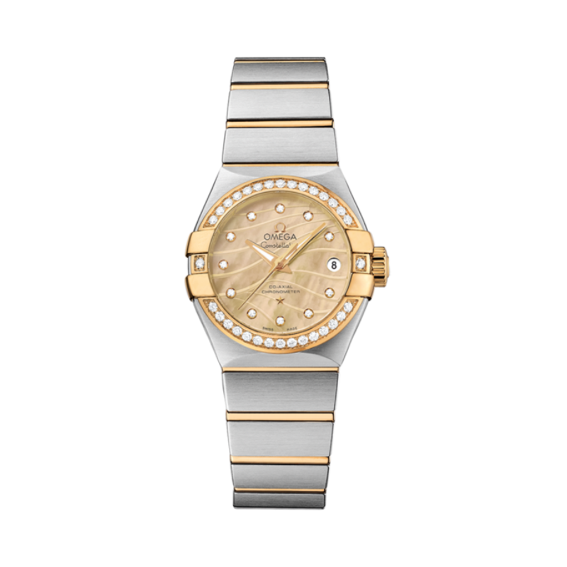 CONSTELLATION 27 MM STAINLESS STEEL - YELLOW GOLD WITH YELLOW MOTHER OF PEARL DIAL