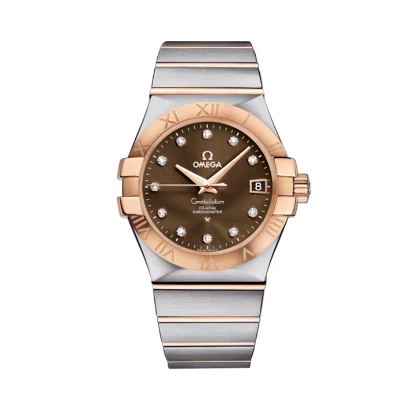 CONSTELLATION 35 MM STAINLESS STEEL - RED GOLD WITH BROWN DIAL
