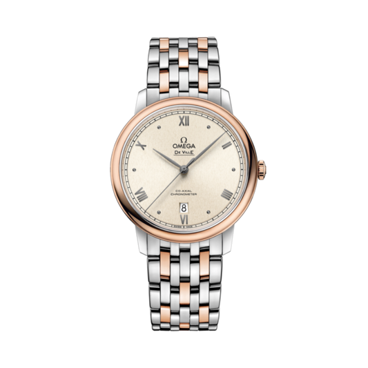 DE VILLE PRESTIGE 39 MM STAINLESS STEEL - RED GOLD WITH WHITE DIAL