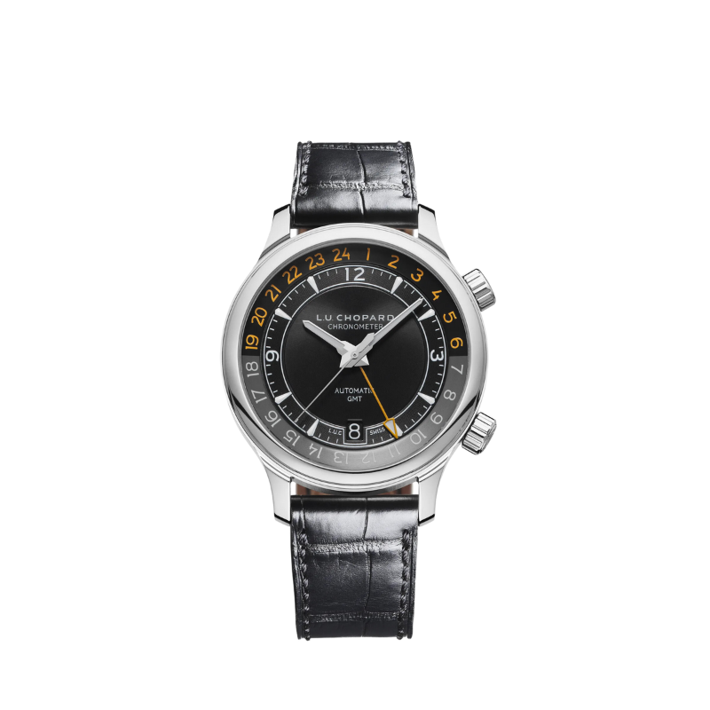 L.U.C GMT ONE 42 MM LUCENT STEEL™ WITH BLACK DIAL