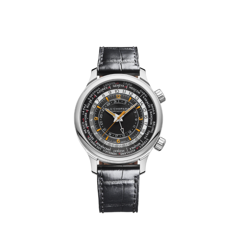L.U.C GMT ONE 42 MM LUCENT STEEL™ WITH BLACK DIAL