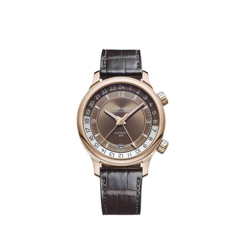 L.U.C GMT ONE 42 MM ETHICAL ROSE GOLD WITH BROWN DIAL