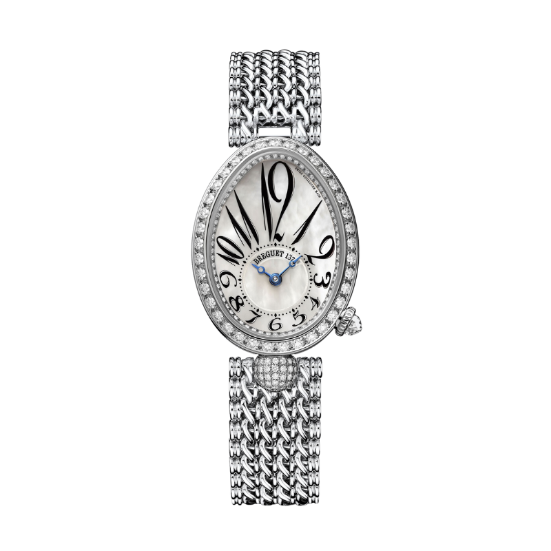 REINE DE NAPLES 8928 33 MM WHITE GOLD WITH MOTHER OF PEARL DIAL