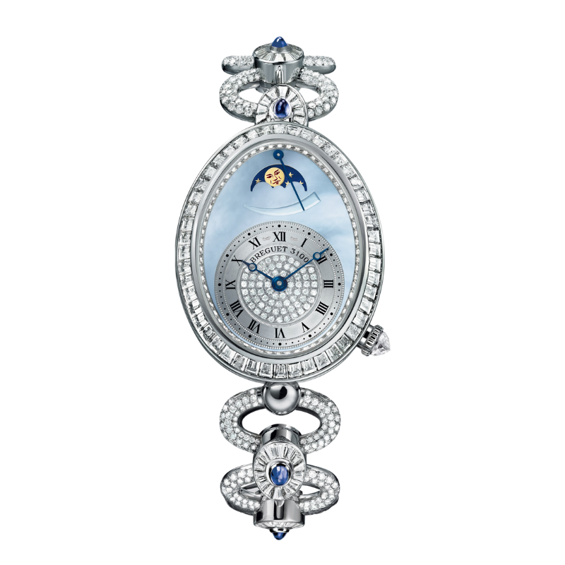 REINE DE NAPLES 8909 38 MM WHITE GOLD WITH BLUE MOTHER OF PEARL DIAL