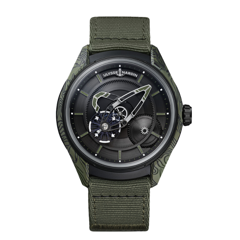 FREAK X OPS 43 MM KHAKI GREEN CARBON WITH BLACK DIAL