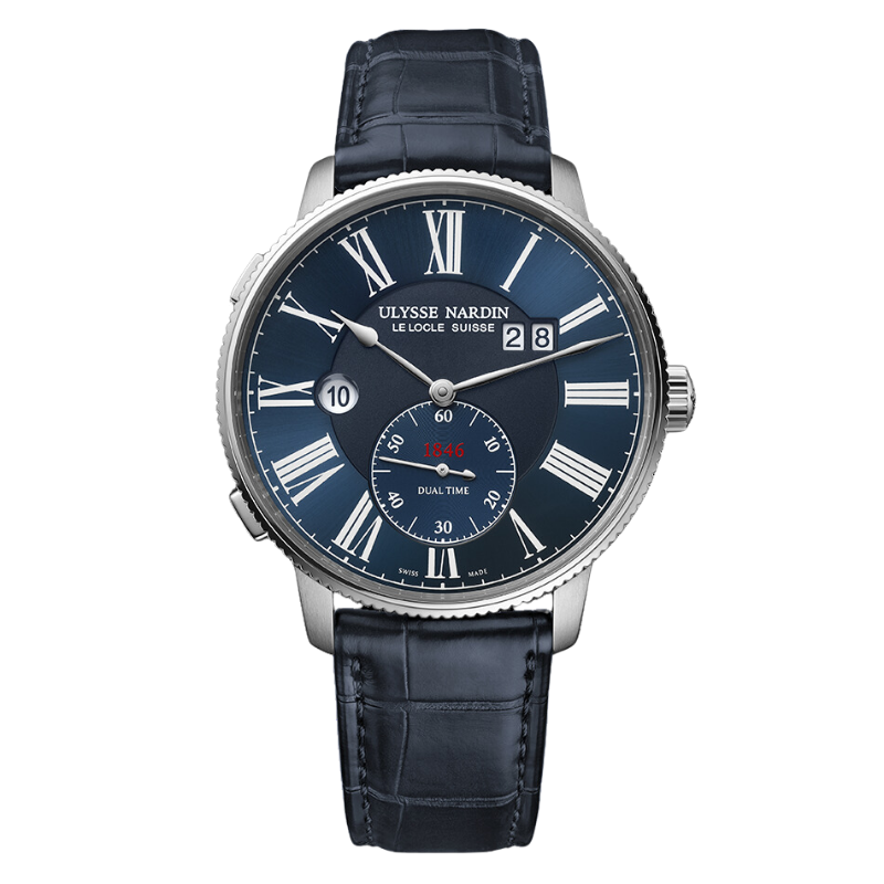 MARINE TORPILLEUR DUAL TIME 44 MM STAINLESS STEEL WITH BLUE DIAL