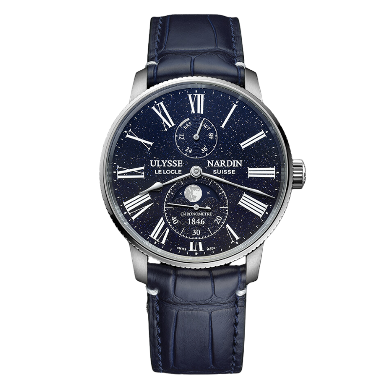 MARINE TORPILLEUR MOONPHASE AVENTURINE 42 MM STAINLESS STEEL WITH BLUE DIAL