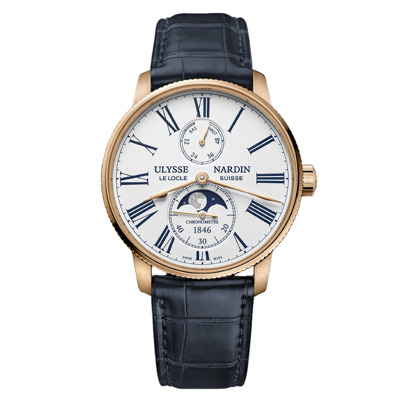 MARINE TORPILLEUR MOONPHASE 42 MM ROSE GOLD WITH WHITE DIAL