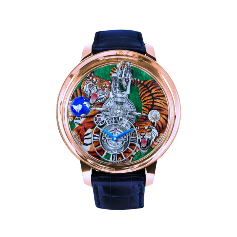 ASTRONOMIA ART COLOR TIGERS ROSE GOLD 50 MM 18K ROSE GOLD WITH OPENWORKED DIAL