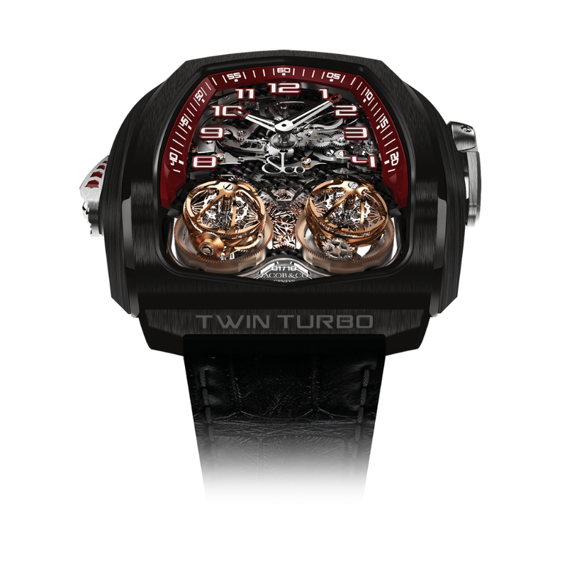 TWIN TURBO BLACK DLC 57 MM TITANIUM WITH OPENWORKED DIAL