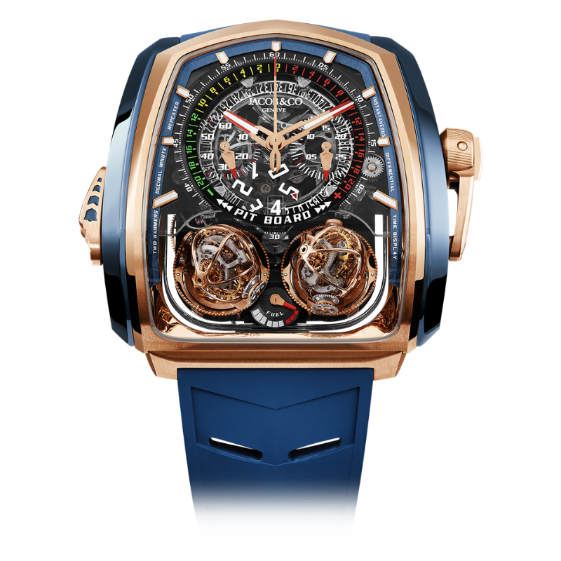 TWIN TURBO FURIOUS BLUE TITANIUM 57 MM 18K ROSE GOLD - BLUE TITANIUM WITH OPENWORKED DIAL