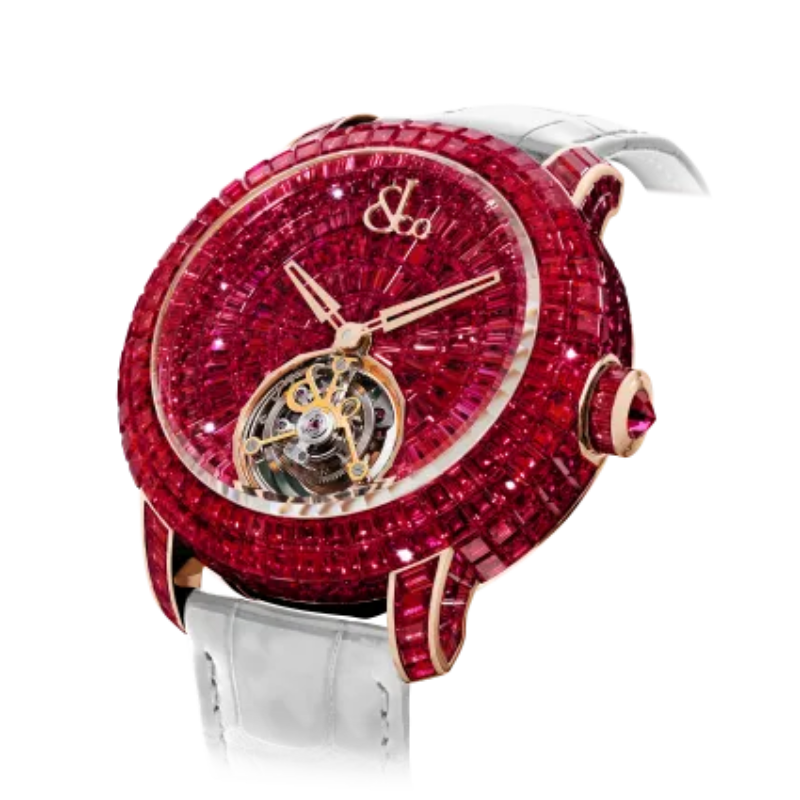 CAVIAR TOURBILLON BAGUETTE RUBIES 47 MM 18K ROSE GOLD WITH RED DIAL