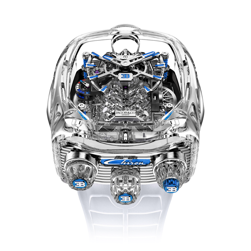 BUGATTI CHIRON TOURBILLON SAPPHIRE CRYSTAL CLEAR  55 MM SAPPHIRE CRYSTAL - TITANIUM WITH OPENWORKED DIAL