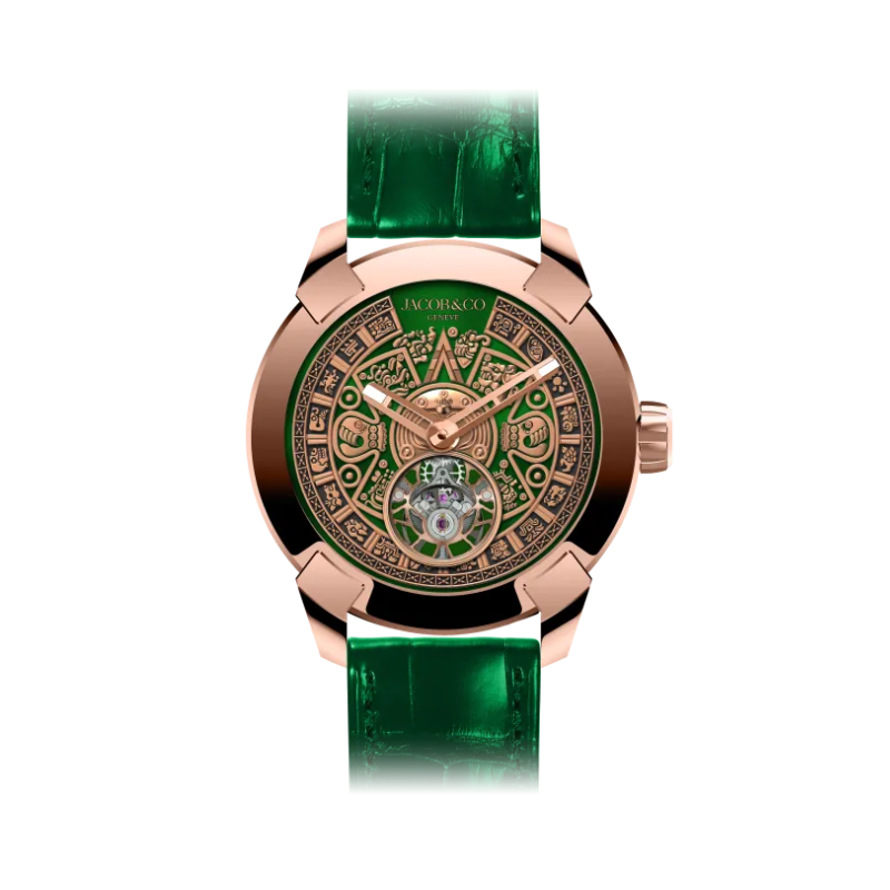 PIONEER AZTEC TOURBILLON ROSE GOLD 45 MM 18K ROSE GOLD WITH GREEN DIAL