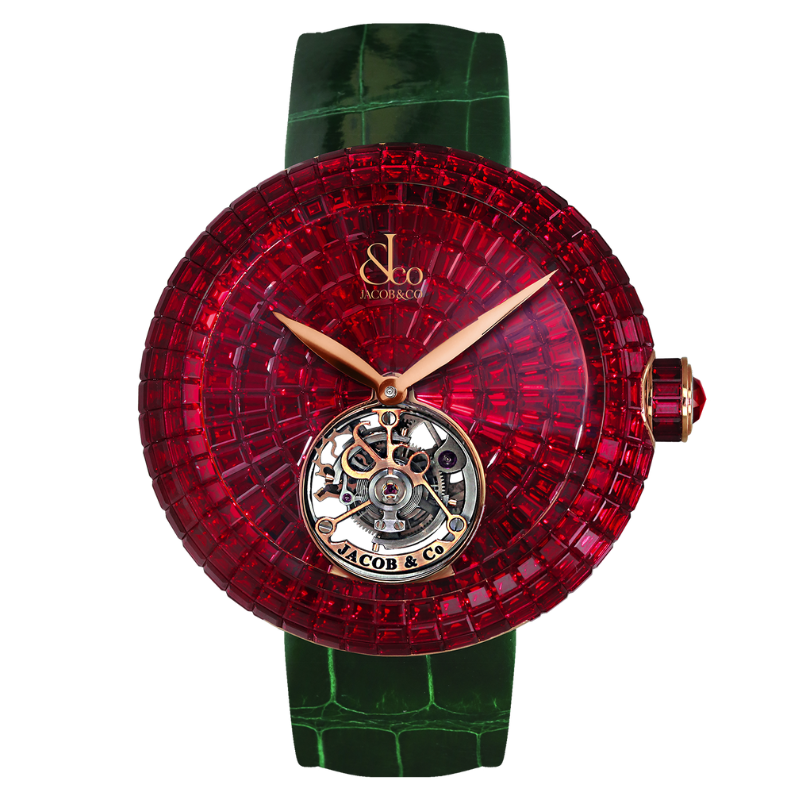 BRILLIANT FLYING TOURBILLON BAGUETTE RUBIES 47 MM 18K ROSE GOLD WITH RED DIAL