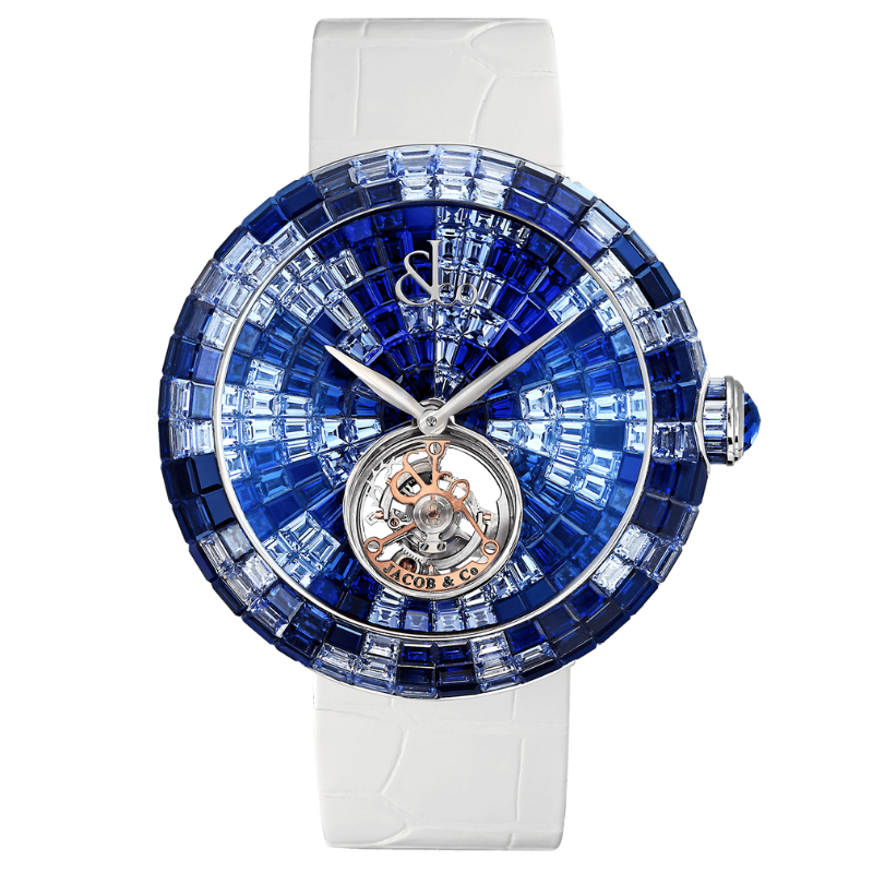 BRILLIANT FLYING TOURBILLON BLUE SHADES 47 MM 18K WHITE GOLD WITH BLUE DIAL