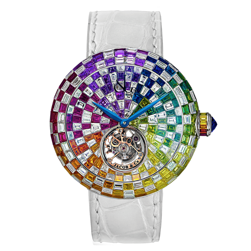 BRILLIANT FLYING TOURBILLON ARLEQUINO MULTI COLOR III 47 MM 18K WHITE GOLD WITH RAINBOW DIAL