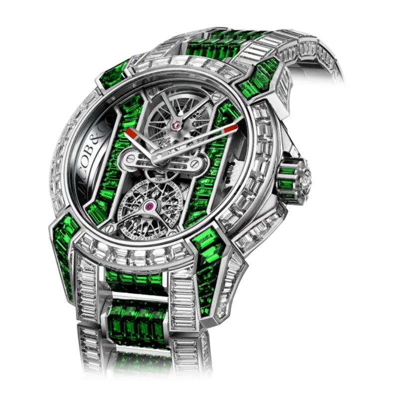 EPIC X TOURBILLON BAGUETTE DIAMONDS AND TSAVORITES 44 MM 18K WHITE GOLD WITH OPEN WORKED DIAL