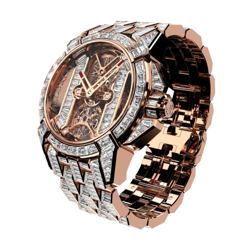 EPIC X TOURBILLON BAGUETTE DIAMONDS 44 MM 18K ROSE GOLD WITH OPENWORKED DIAL