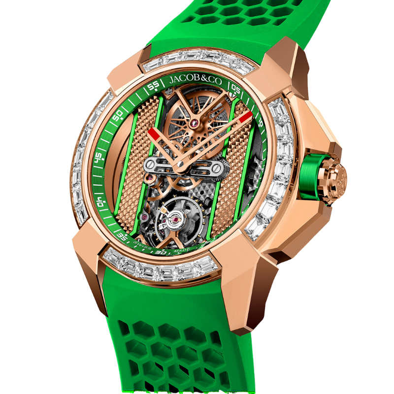 EPIC X BAGUETTE ROSE GOLD - BOSTON GREEN 44 MM 18K ROSE GOLD - STAINLESS STEEL WITH OPENWORKED DIAL