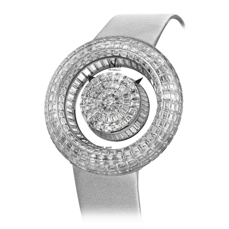 BRILLIANT MYSTERY BAGUETTE WHITE DIAMONDS 44 MM 18K WHITE GOLD WITH WHITE DIAL