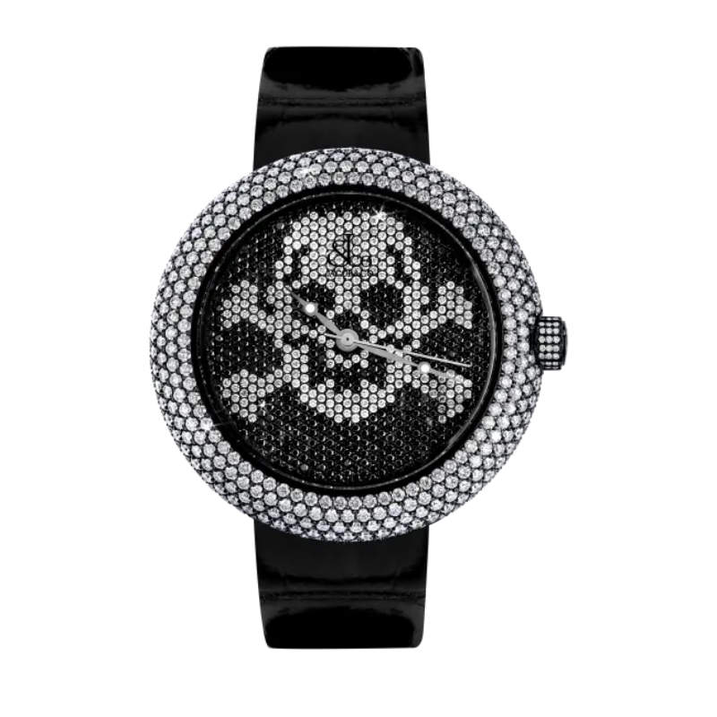 BRILLIANT CRYSTAL SKULL 44 MM STAINLESS STEEL WITH BLACK DIAL