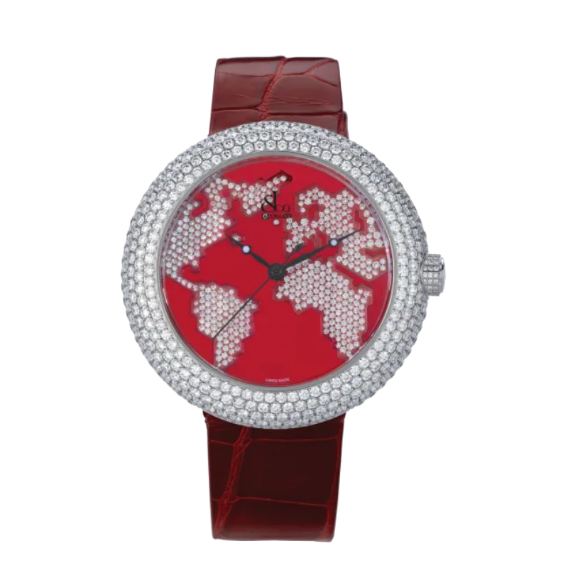 BRILLIANT CRYSTAL RED 44 MM STAINLESS STEEL WITH RED DIAL