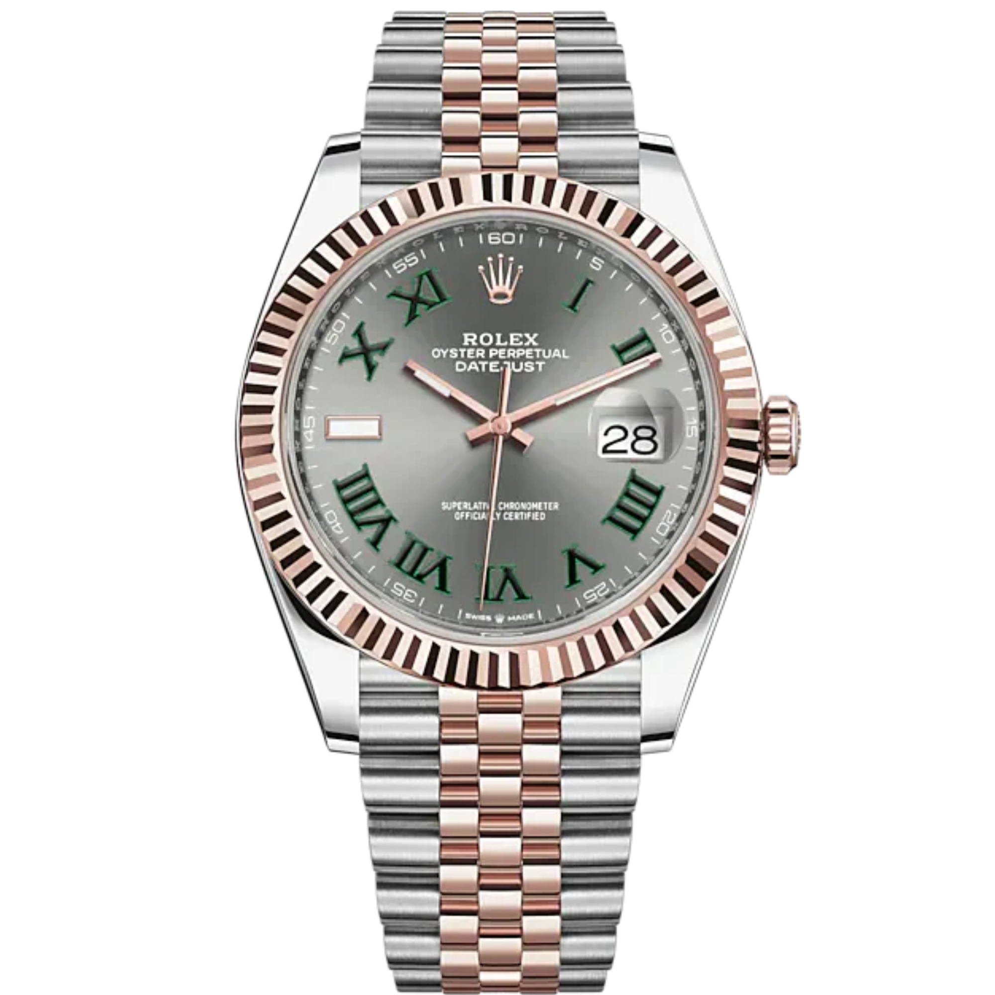 Rolex Datejust Ref. 126331 Two Tone SS/RG Wimbledon Dial Fluted Bezel on Jubilee
