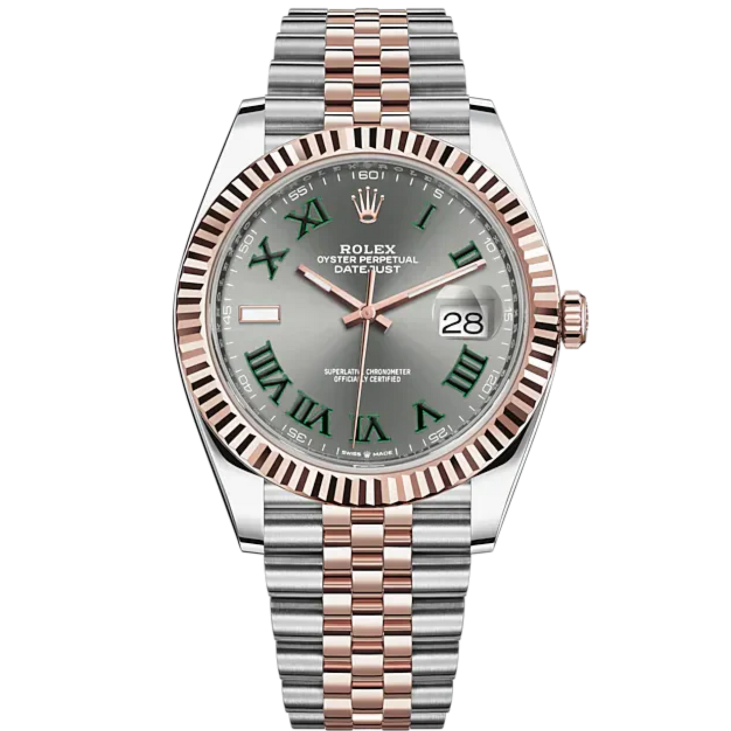 Rolex Datejust Ref. 126331 Two Tone SS/RG Wimbledon Dial Fluted Bezel on Jubilee