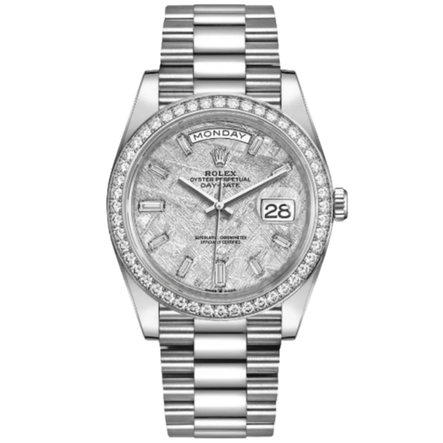 Rolex Day Date 228349RBR 40mm Diamond Bezel/Baguette Markers Meteorite Dial