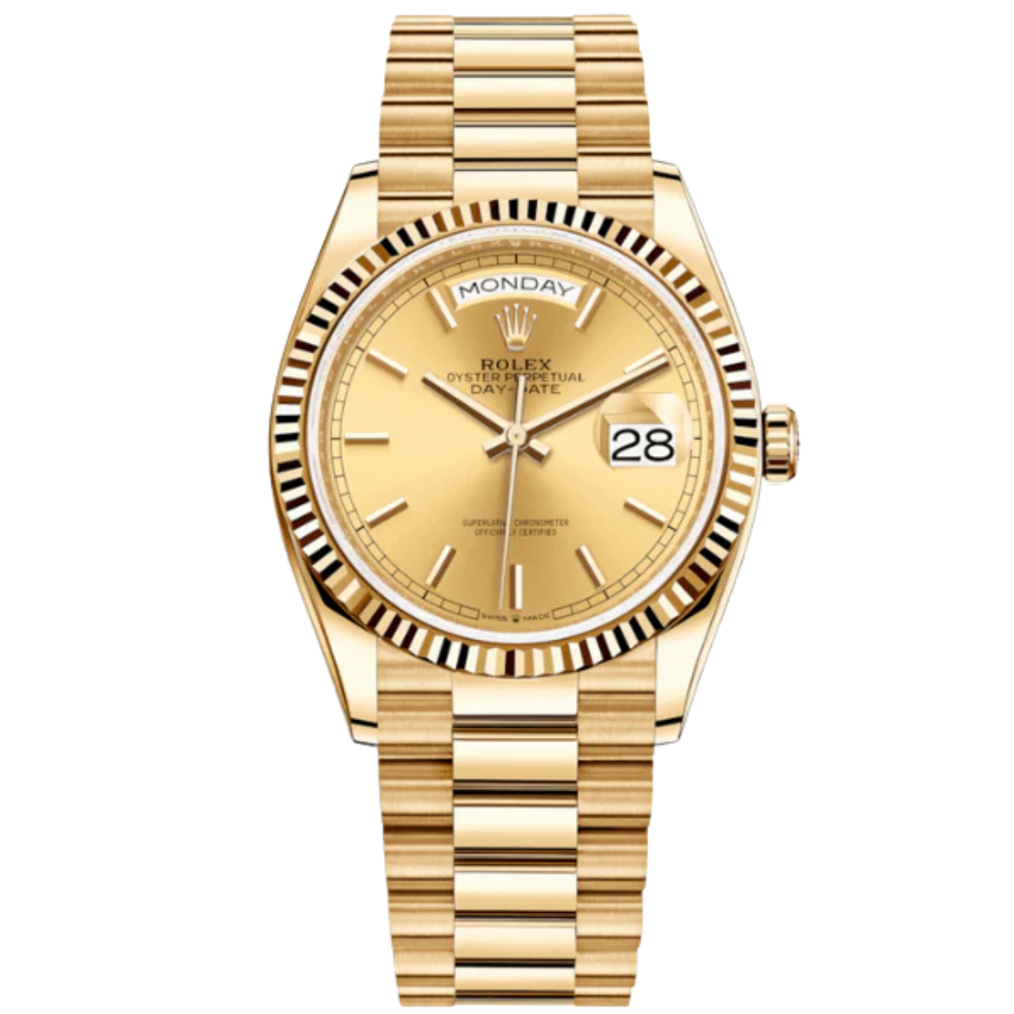 Rolex Ref. 128238 36MM Yellow Gold Day Date Champagne Stick Dial