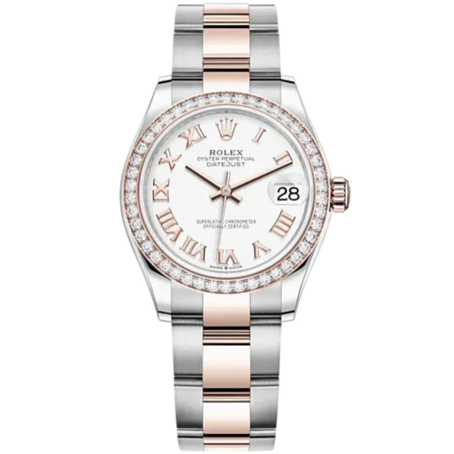 Rolex 31MM Datejust Ref. 278381RBR Two-Tone Rose Gold, Oyster Bracelet, White Dial