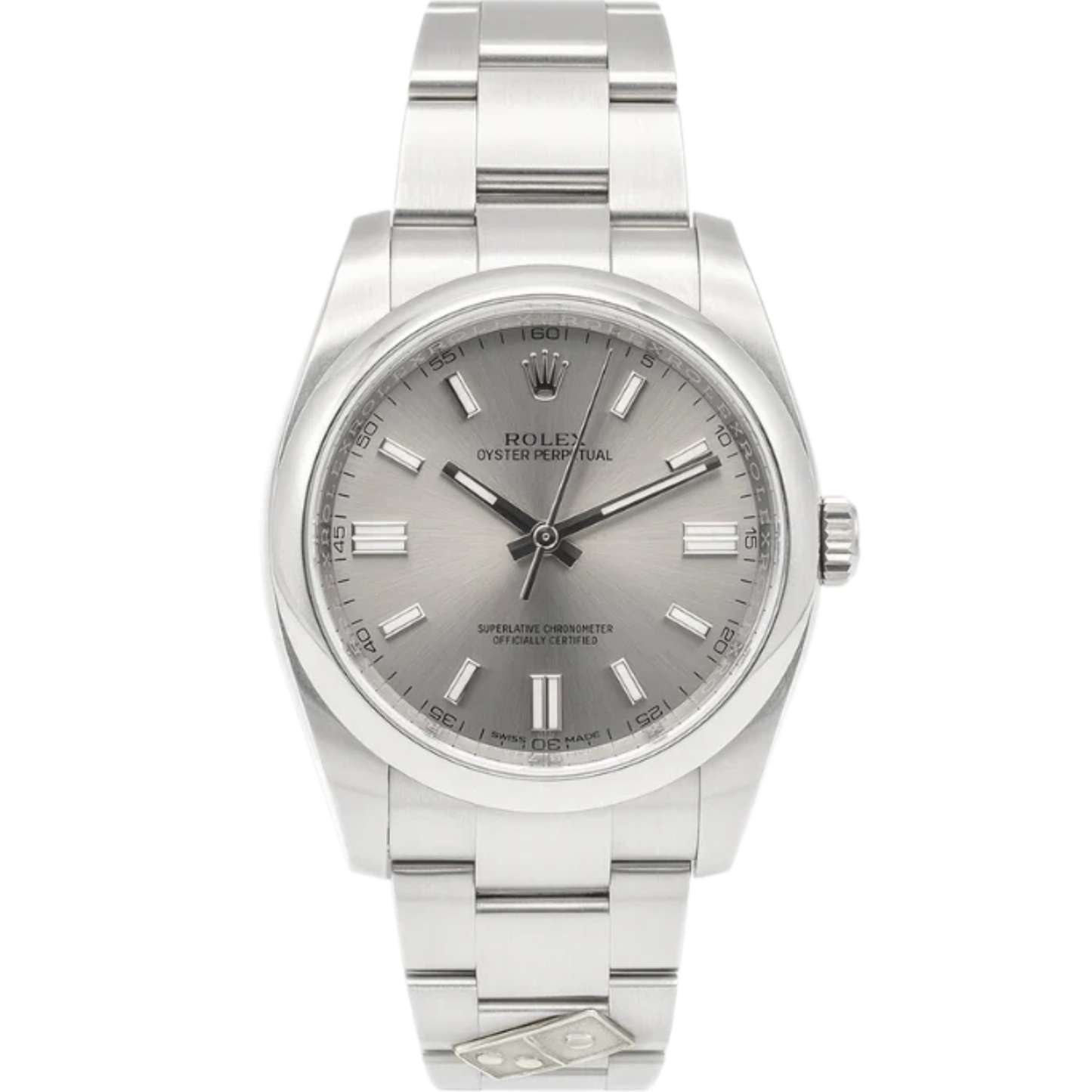 Rolex Oyster Perpetual “Dominos” 36MM Stainless Steel Silver Dial Ref. 116000