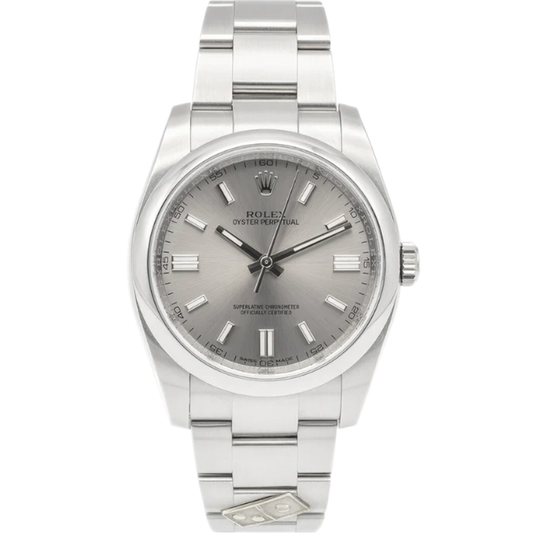 Rolex Oyster Perpetual “Dominos” 36MM Stainless Steel Silver Dial Ref. 116000
