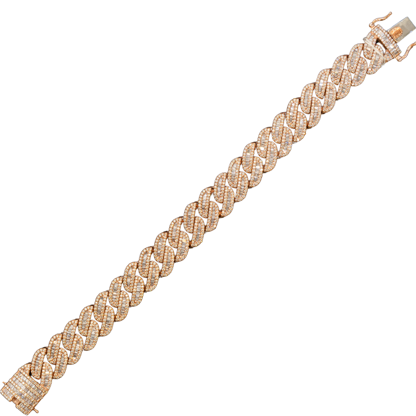Cuban Bracelet 10K Rose Gold Cuban Link Bracelet - Round/Bag - 58.20 grams - 7.98 total carat weight - 8 inches