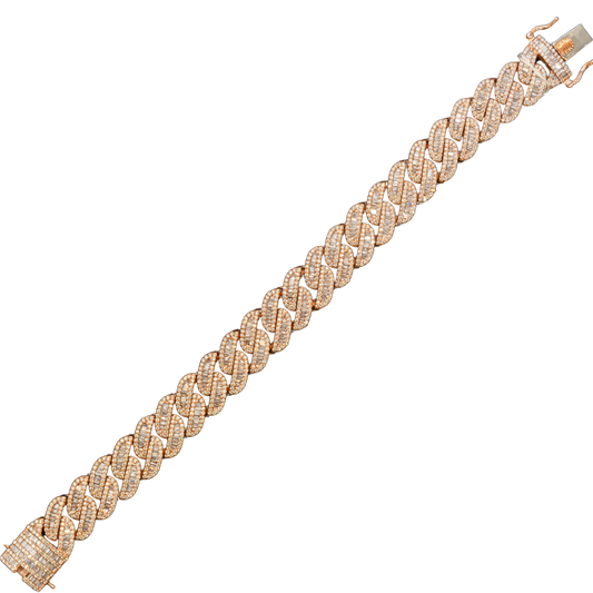 Cuban Bracelet 10K Rose Gold Cuban Link Bracelet - Round/Bag - 58.20 grams - 7.98 total carat weight - 8 inches