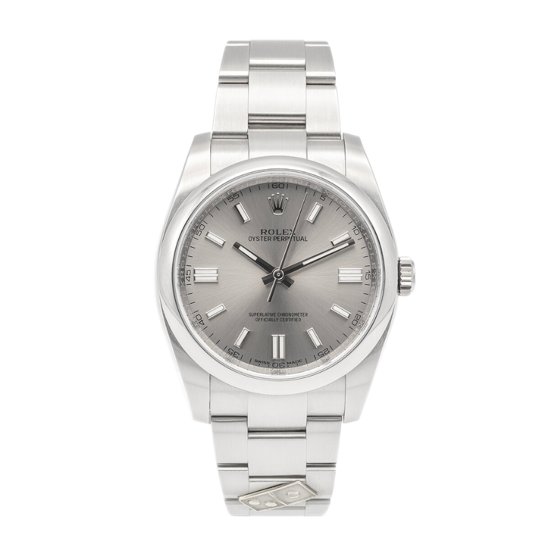 116000 36MM Stainless Steel Oyster Perpetual “Dominos” Silver Dial 2019 (Watch + Old style card)