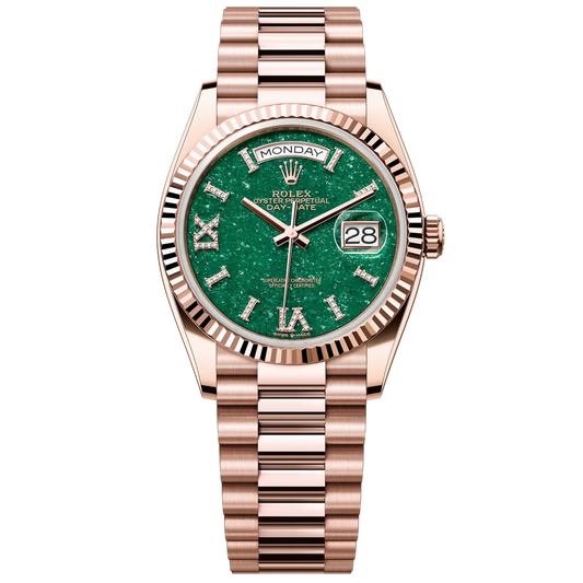 Rolex Day Date Ref. 128235 36MM Aventurine Dial Diamond Markers