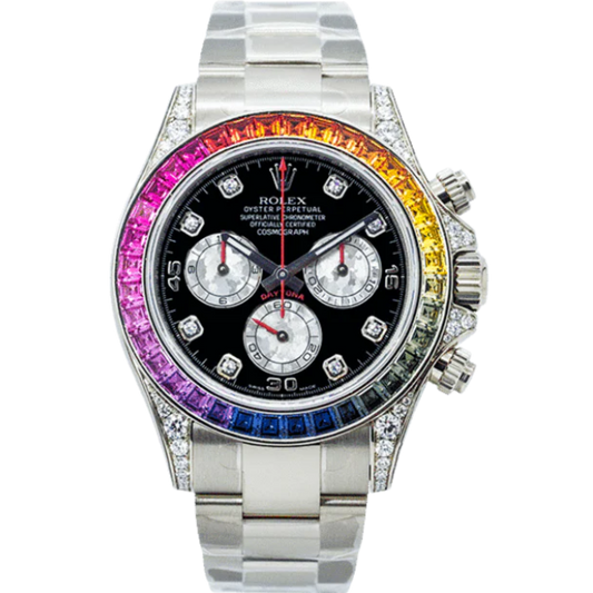 116599RBOW White Gold Rainbow Daytona