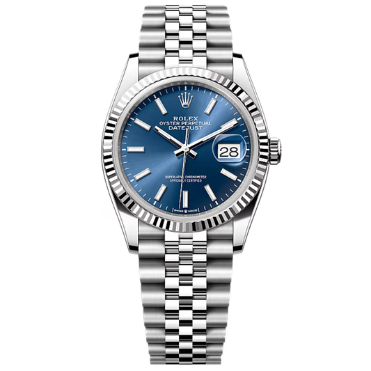 Rolex Datejust Ref. 126234 36MM Oystersteel and White Gold with Blue Dial in Jubilee