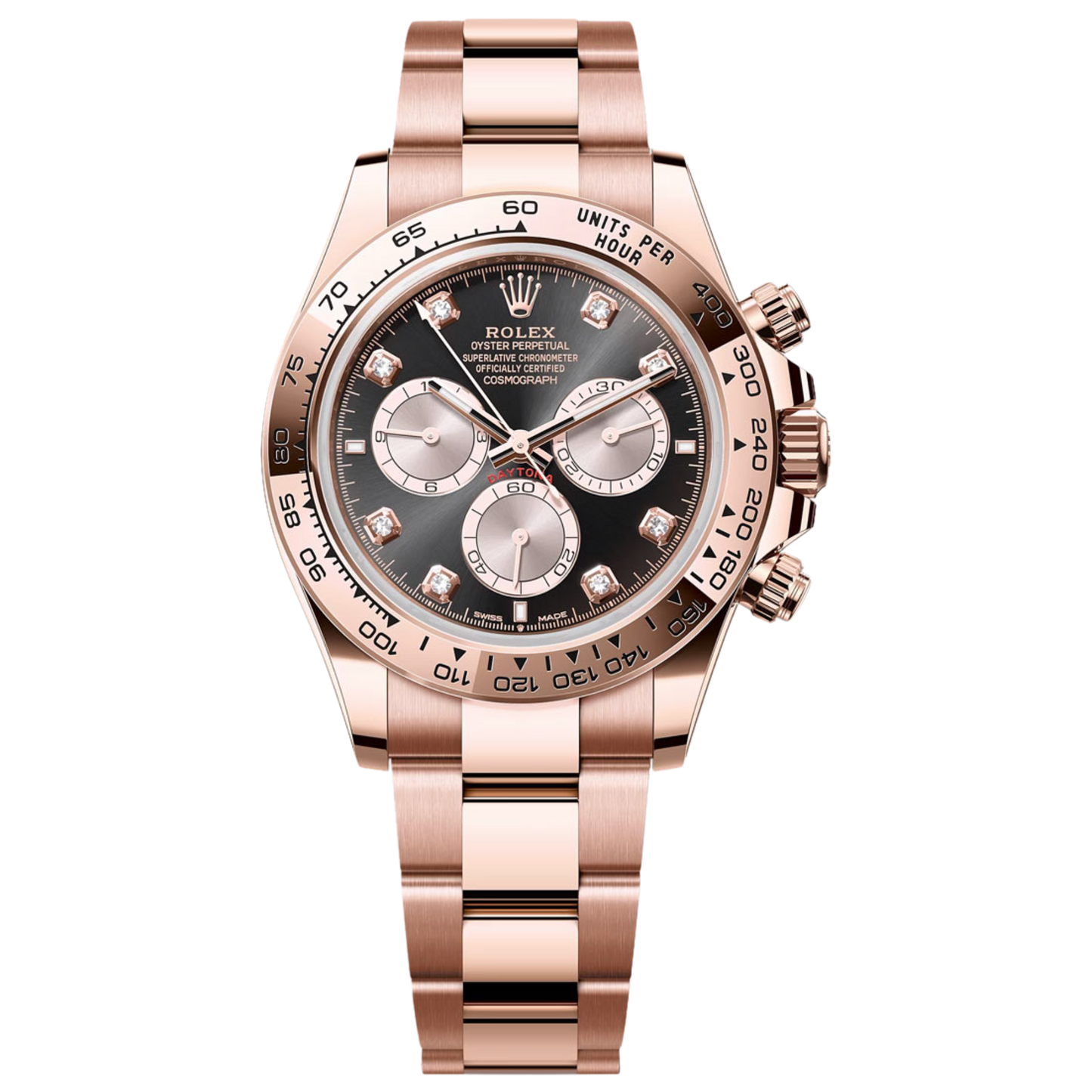 Rolex Daytona Ref. 126505G Rose Gold Black Diamond Dial Silver Subdials